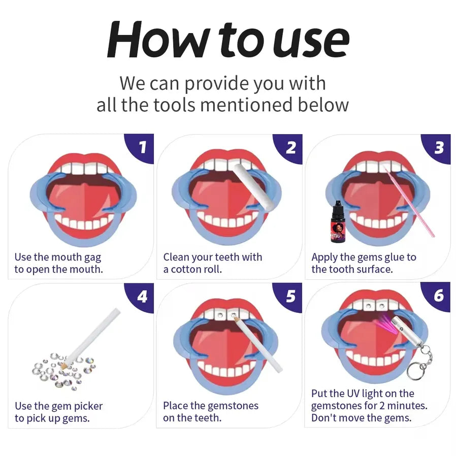 JMT-272970 Charming Dental Teeth Gems - Crystal Tooth Ornaments for a Stylish Smile