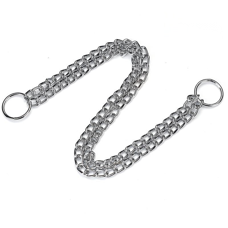 HKM-075091 Double-Row Chrome-Plated Iron Dog Collar ¨C Available in Various Sizes