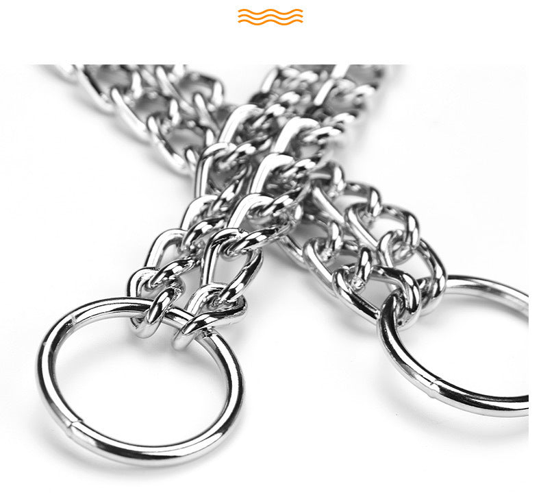 HKM-075091 Double-Row Chrome-Plated Iron Dog Collar ¨C Available in Various Sizes