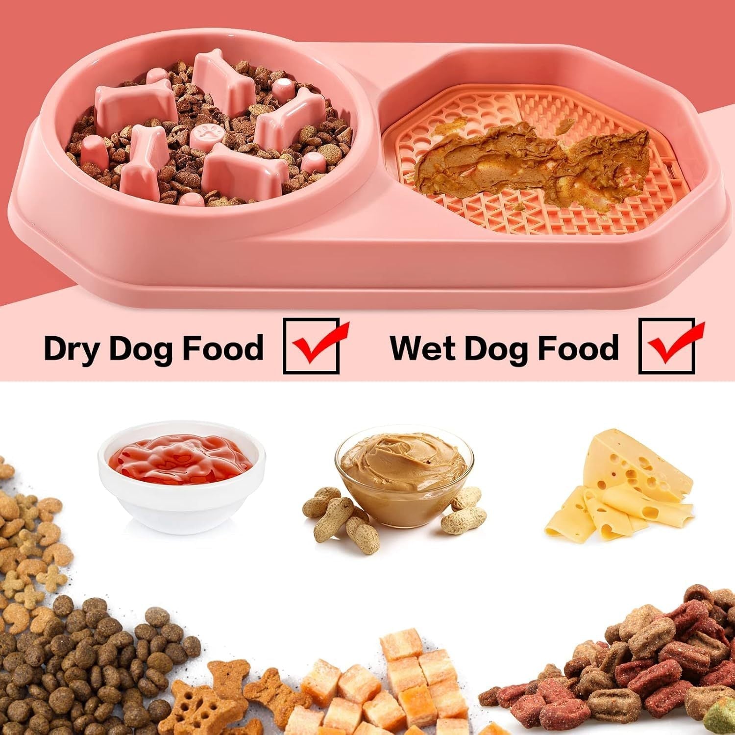 HKM-775379 Interactive Slow Feeder Dog Bowl for Healthy Eating and Weight Management, Non-Slip Design, Easy to Clean