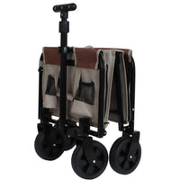 HKM-401107 Convertible Camping Wagon Cart with Bench Seat, Storage Space, and Dog Tether