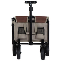 HKM-401107 Convertible Camping Wagon Cart with Bench Seat, Storage Space, and Dog Tether