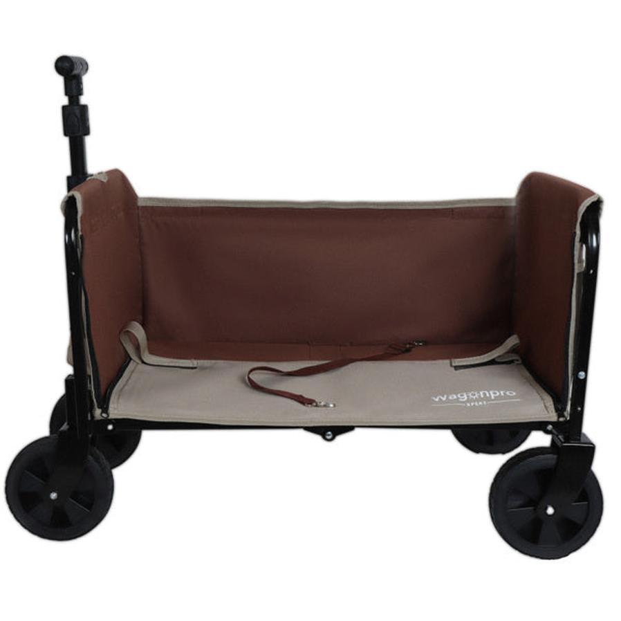 HKM-401107 Convertible Camping Wagon Cart with Bench Seat, Storage Space, and Dog Tether