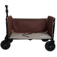 HKM-401107 Convertible Camping Wagon Cart with Bench Seat, Storage Space, and Dog Tether