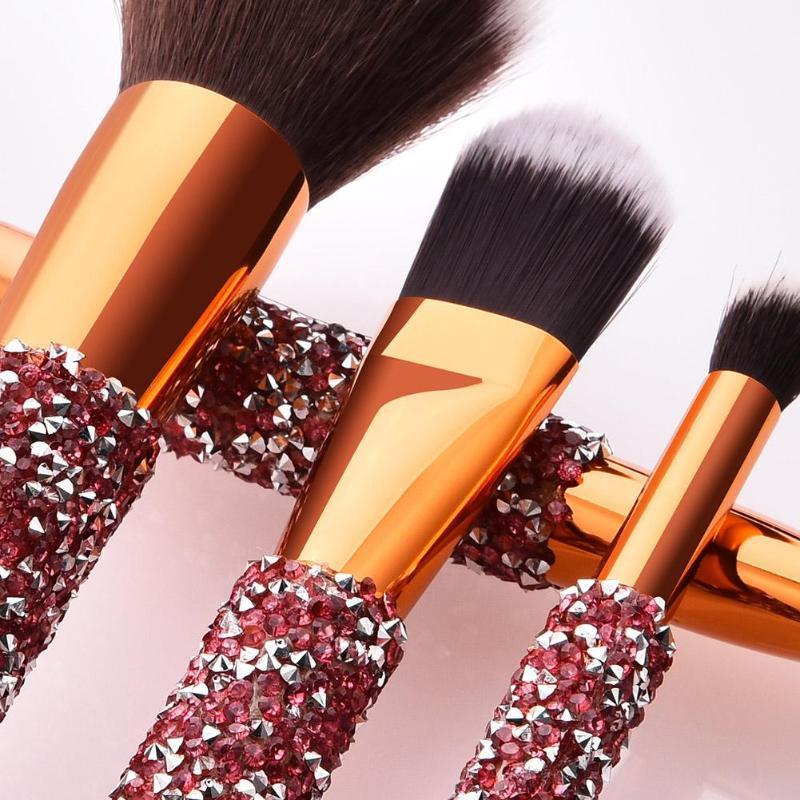 HKM-723219 Colorful 10-Piece Makeup Brush Set with Nylon Hair for Eyes, Cheeks, and Lips
