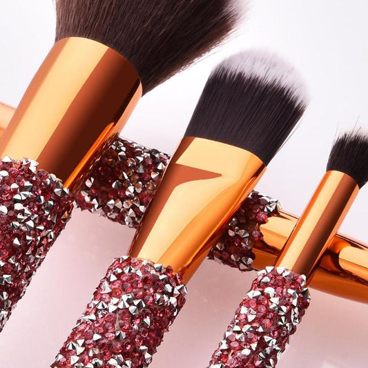 HKM-723219 Colorful 10-Piece Makeup Brush Set with Nylon Hair for Eyes, Cheeks, and Lips