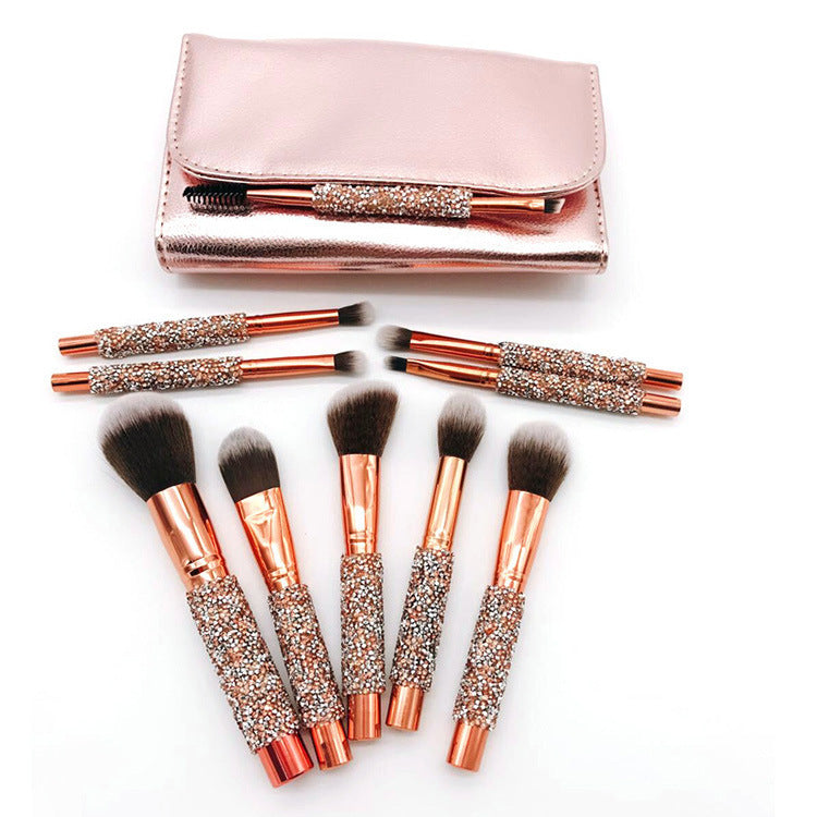 HKM-723219 Colorful 10-Piece Makeup Brush Set with Nylon Hair for Eyes, Cheeks, and Lips