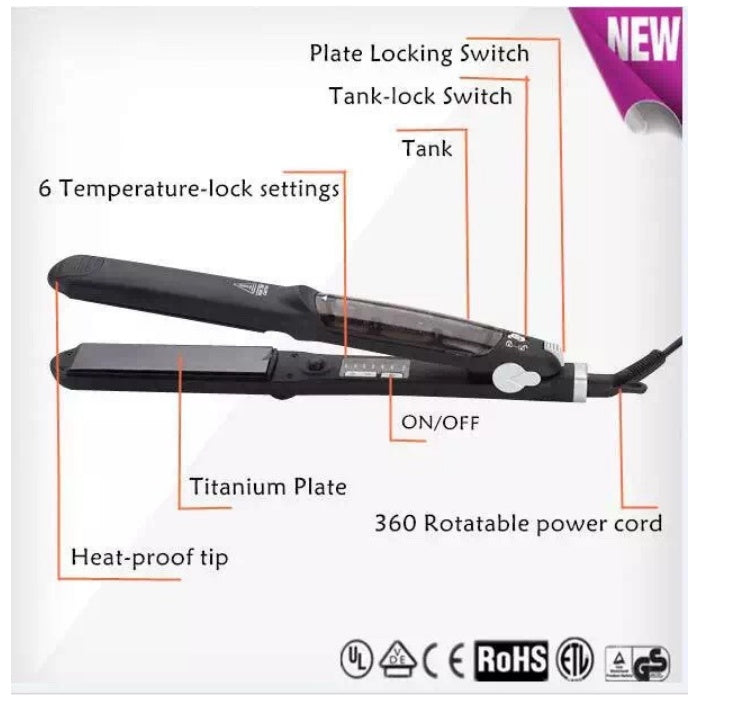 KTX-519123 Steam Hair Straightener with Adjustable Temperature Modes and LED Display