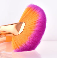 HKM-689299 Gold and Purple Gradient Fan Brush Set with Nylon Hair – 10 Makeup Brushes