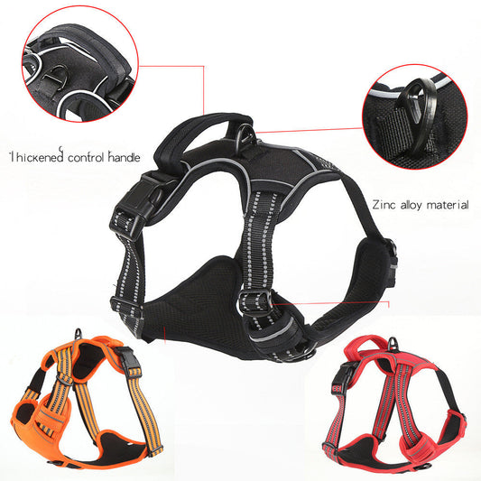 HKM-432403 No Pull Reflective Dog Harness Vest - Breathable Polyester, Sizes S to XL, Multiple Colors Available