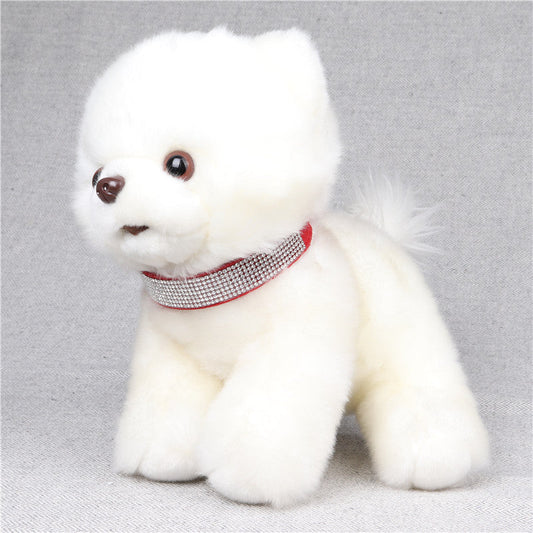 HKM-628691 Microfiber Rhinestone Dog Collar - Red, Black, Purple, Brown - Adjustable Sizes 22-37CM