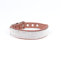 HKM-628691 Microfiber Rhinestone Dog Collar - Red, Black, Purple, Brown - Adjustable Sizes 22-37CM