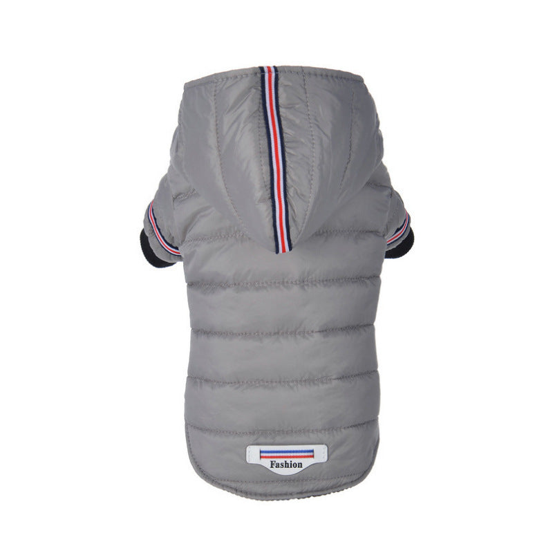 HKM-917523 Cozy Cotton Jacket for Small Dogs - Autumn and Winter Outerwear in Red and Gray