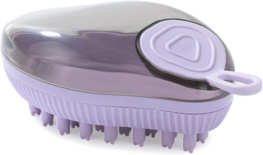 HKM-657363 Silicone Dog Bath Brush with Soap Dispenser - Grooming & Massage Tool for Dogs and Cats