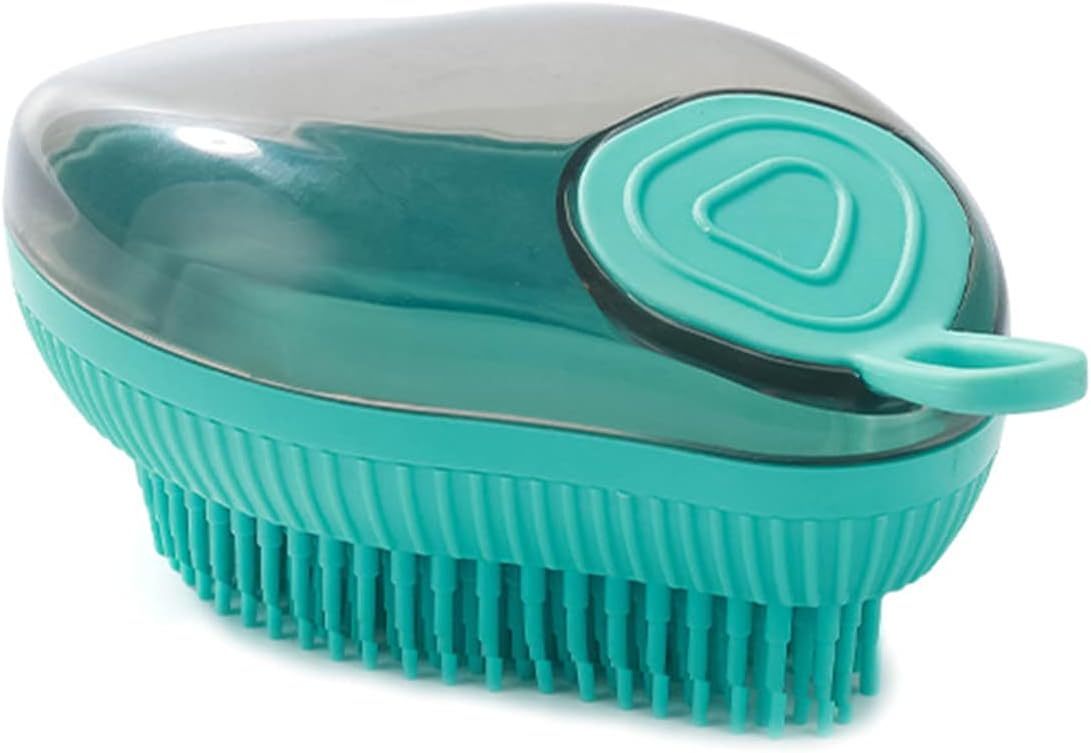 HKM-657363 Silicone Dog Bath Brush with Soap Dispenser - Grooming & Massage Tool for Dogs and Cats