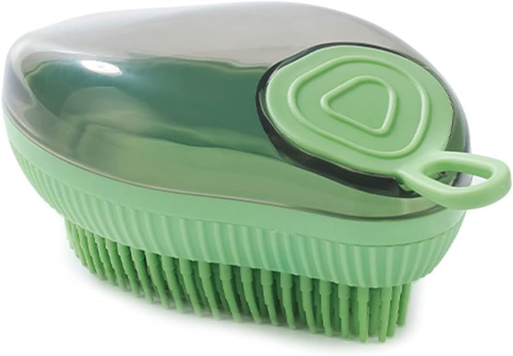 HKM-657363 Silicone Dog Bath Brush with Soap Dispenser - Grooming & Massage Tool for Dogs and Cats