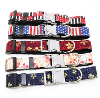 HKM-004947 Adjustable Metal Quick-Release Buckle Fabric Collar for Small and Medium Dogs in Various Colors
