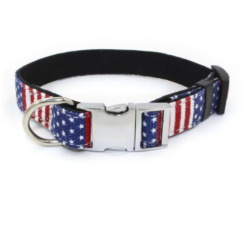 HKM-004947 Adjustable Metal Quick-Release Buckle Fabric Collar for Small and Medium Dogs in Various Colors