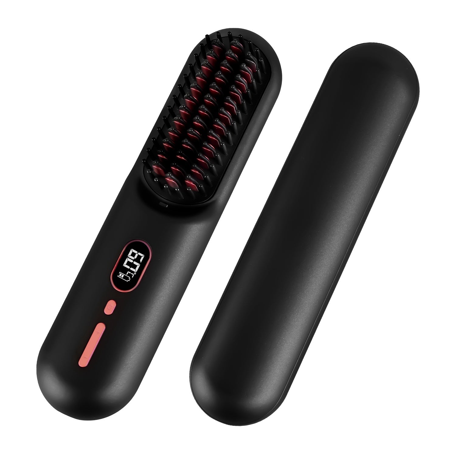 HKM-354067 Cordless Mini Hair Straightener Brush with 12 Heating Levels, Anti-Scald Design, and 30Mins Auto Sleep