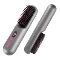 HKM-354067 Cordless Mini Hair Straightener Brush with 12 Heating Levels, Anti-Scald Design, and 30Mins Auto Sleep