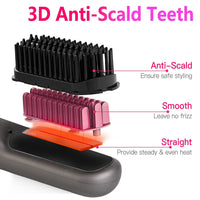 HKM-354067 Cordless Mini Hair Straightener Brush with 12 Heating Levels, Anti-Scald Design, and 30Mins Auto Sleep