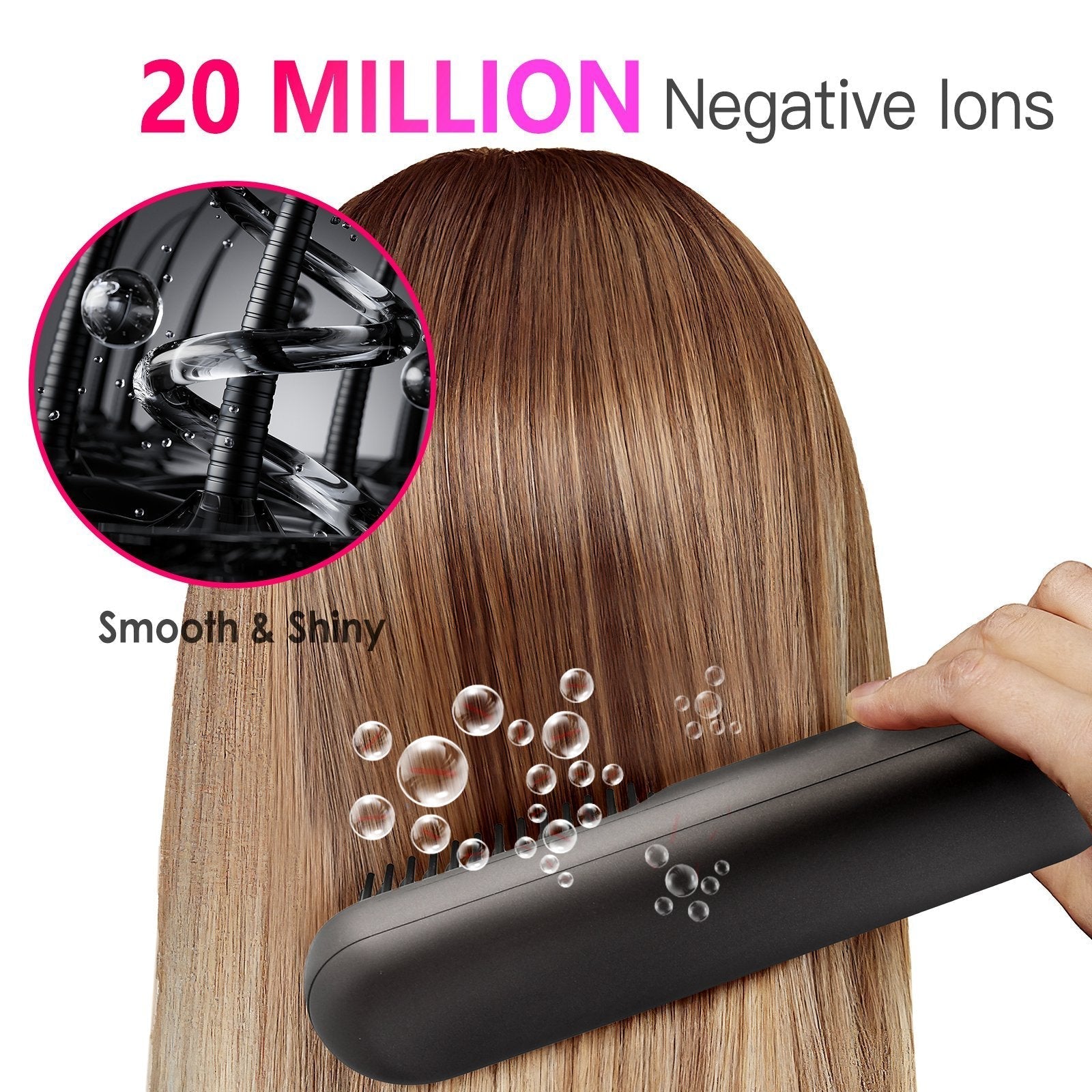 HKM-354067 Cordless Mini Hair Straightener Brush with 12 Heating Levels, Anti-Scald Design, and 30Mins Auto Sleep