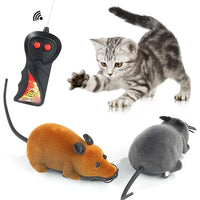 HKM-657491 Remote-Controlled Electric Mouse Toy for Cats - Flocking and ABS Plastic, Available in Black, Brown, and Gray