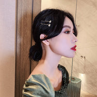 HKM-717971 Korean Style Heart-Shaped Pearl Hairpins - Gold Micro-Inlaid Word Clips