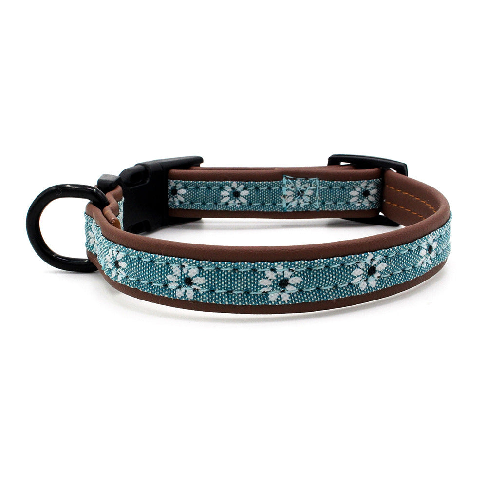 HKM-625235 Light Blue and Pink Dog Collar with Plastic Buckle - Adjustable Sizes XS to L for Comfort and Style
