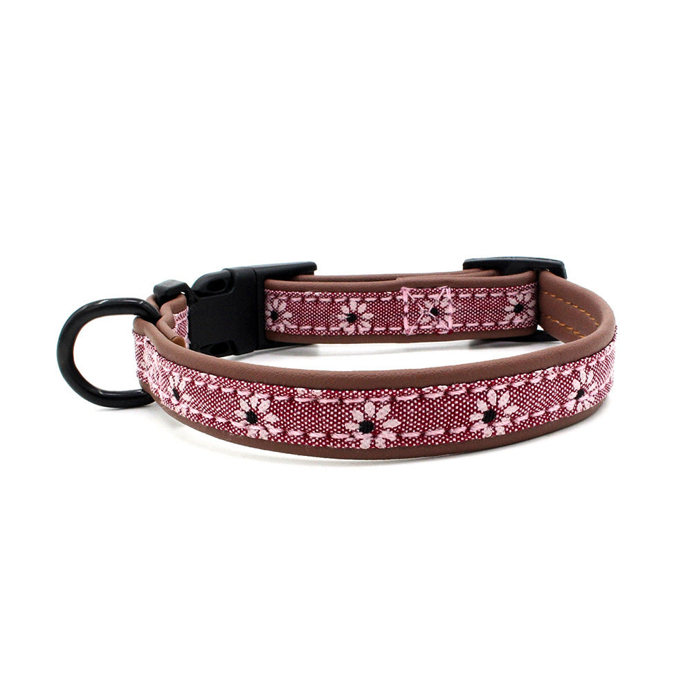 HKM-625235 Light Blue and Pink Dog Collar with Plastic Buckle - Adjustable Sizes XS to L for Comfort and Style