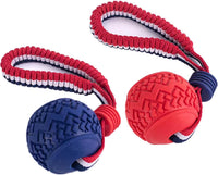 HKM-147027 Durable Dog Ball with Rope for Small to Medium Dogs - Non-Toxic and Tooth-Cleaning Toy