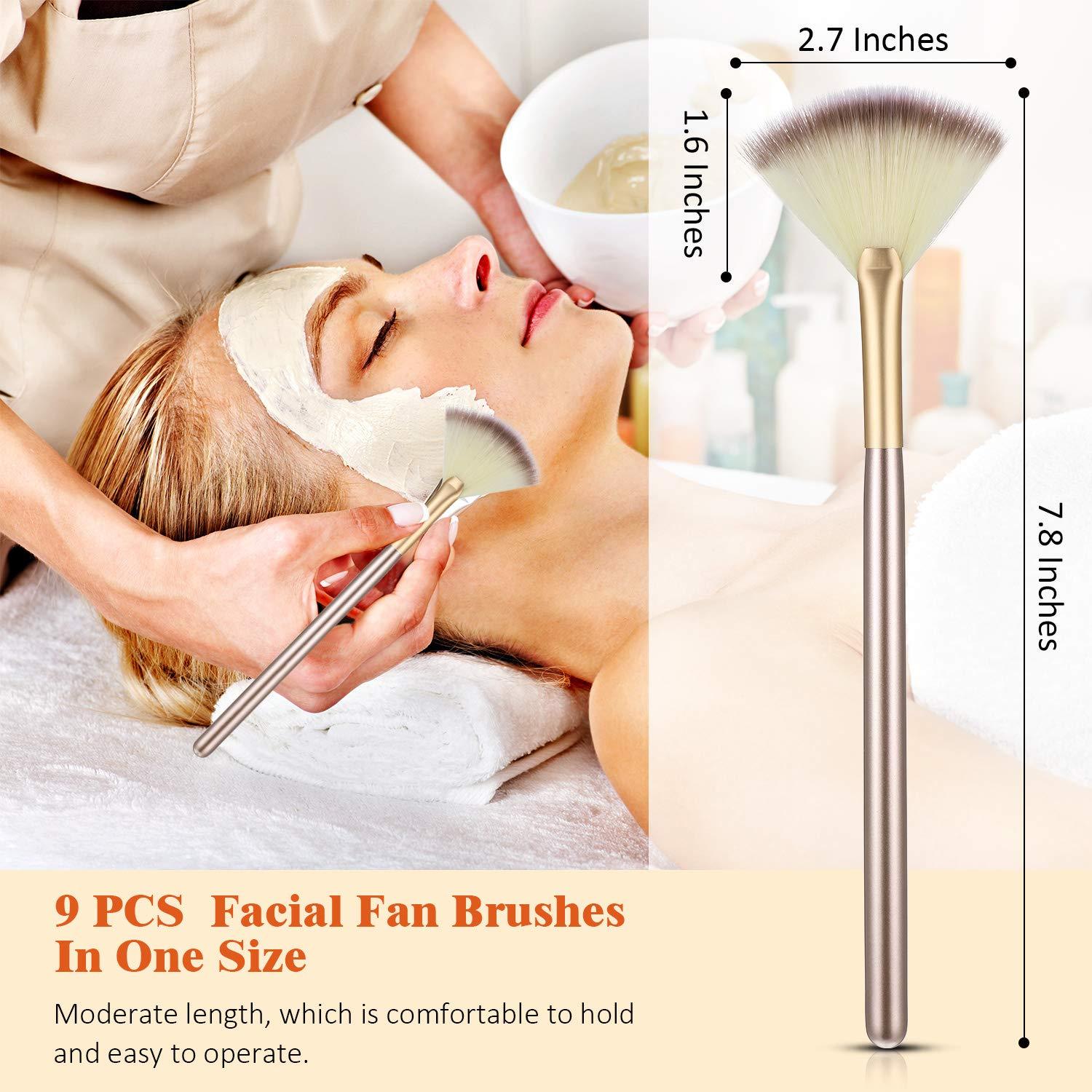 HKM-581139 Soft Facial Fan Brushes Set for Mask, Peel & Makeup Application - 10 Pack with Durable Handles