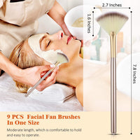 HKM-581139 Soft Facial Fan Brushes Set for Mask, Peel & Makeup Application - 10 Pack with Durable Handles
