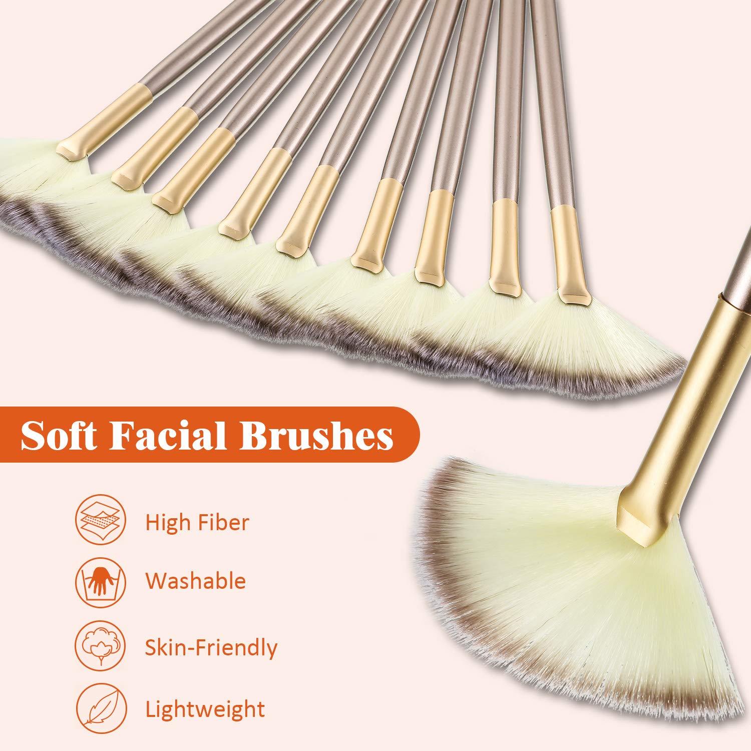 HKM-581139 Soft Facial Fan Brushes Set for Mask, Peel & Makeup Application - 10 Pack with Durable Handles