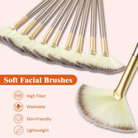 HKM-581139 Soft Facial Fan Brushes Set for Mask, Peel & Makeup Application - 10 Pack with Durable Handles
