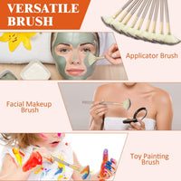 HKM-581139 Soft Facial Fan Brushes Set for Mask, Peel & Makeup Application - 10 Pack with Durable Handles