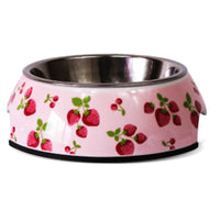 HKM-797587 Stainless Steel Cat and Dog Bowl Set with Melamine Base - Various Patterns and Sizes Available