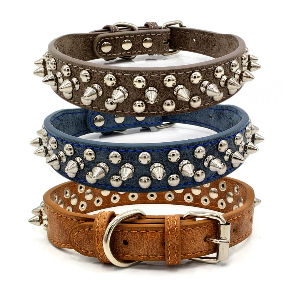 HKM-065875 Adjustable PU Pet Collar for Dogs - Multiple Sizes Available