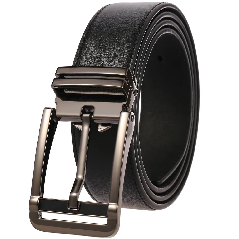 HKM-672979 Men's Leather Needle Buckle Strap Belt, Model LY35-000012-3, Durable and Stylish Design