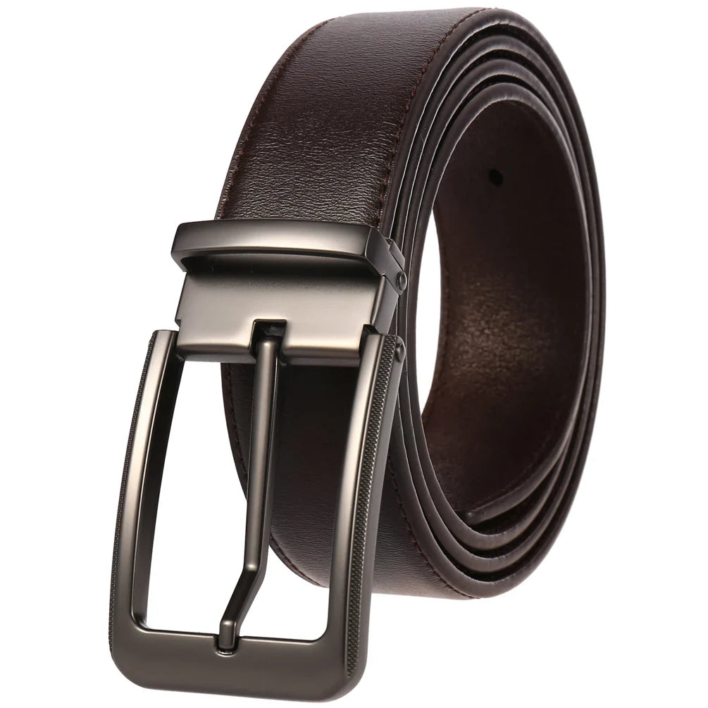 HKM-672979 Men's Leather Needle Buckle Strap Belt, Model LY35-000012-3, Durable and Stylish Design