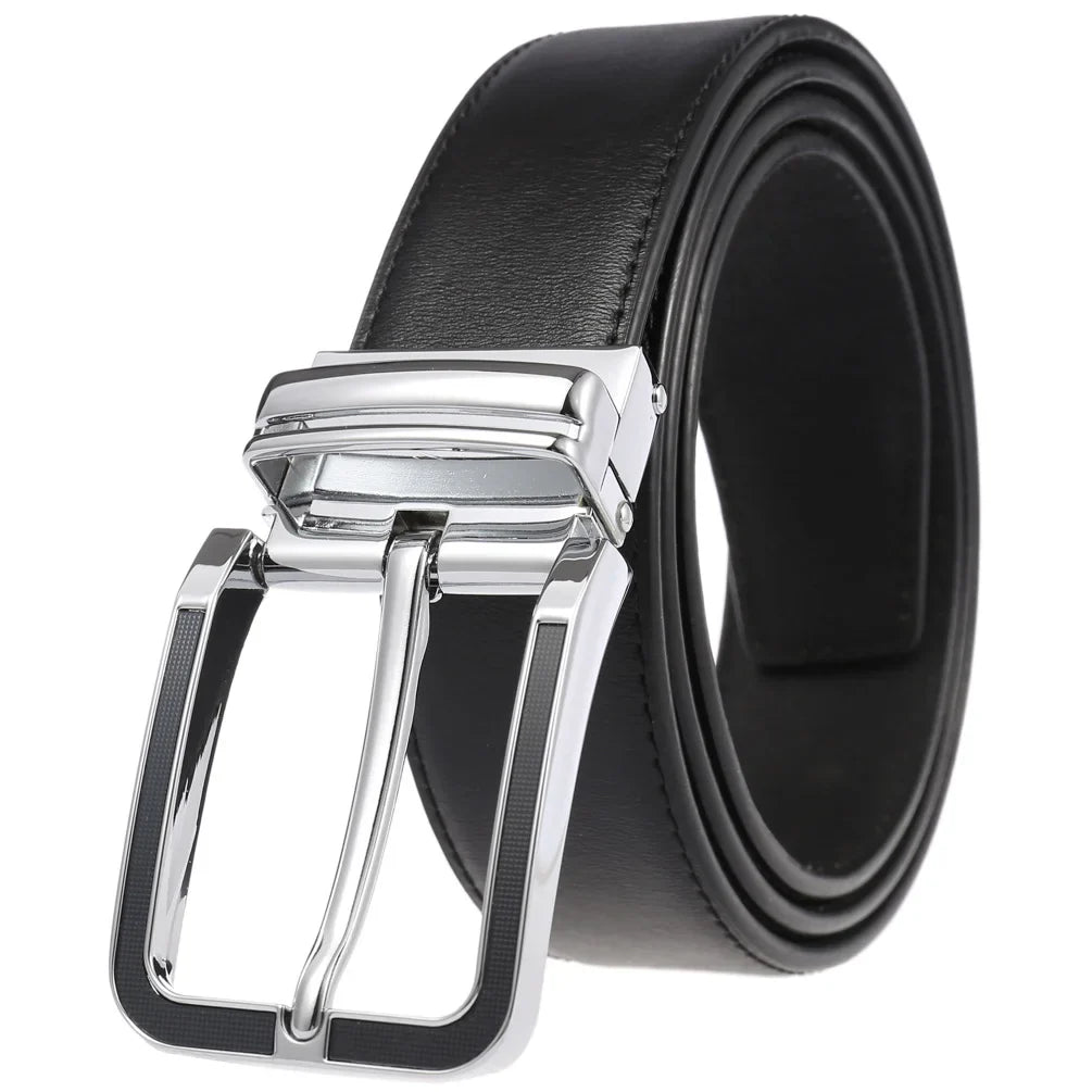 HKM-672979 Men's Leather Needle Buckle Strap Belt, Model LY35-000012-3, Durable and Stylish Design