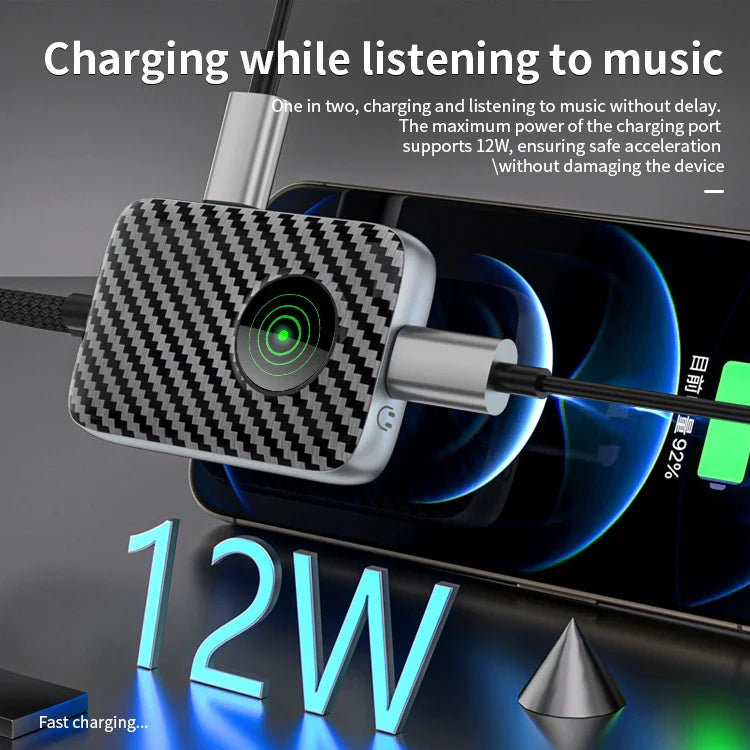 KTX-703635 8-Pin Audio Aux Splitter Adapter for iPhone - 2-in-1 Headphone Jack with Luminous USB Cable