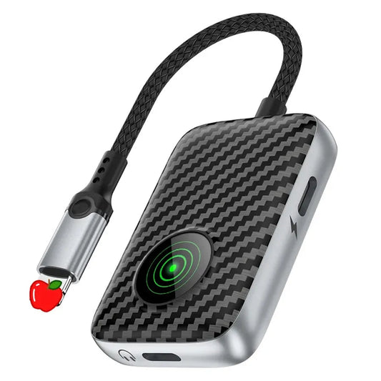 KTX-703635 8-Pin Audio Aux Splitter Adapter for iPhone - 2-in-1 Headphone Jack with Luminous USB Cable