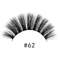 HKM-993427 3D Mink Hair Thick Eyelashes - Model #62, Cotton Stem, 1 Pair, 1.4cm Length