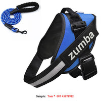 HKM-769299 Personalized Adjustable Reflective Dog Harness and Leash Set - Breathable Nylon Design