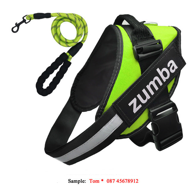 HKM-769299 Personalized Adjustable Reflective Dog Harness and Leash Set - Breathable Nylon Design