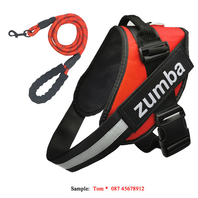 HKM-769299 Personalized Adjustable Reflective Dog Harness and Leash Set - Breathable Nylon Design