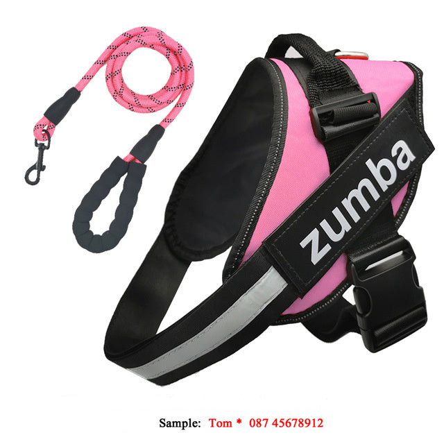 HKM-769299 Personalized Adjustable Reflective Dog Harness and Leash Set - Breathable Nylon Design