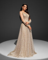 HKM-070483 Champagne Evening Gown for Women - Elegant Model EZ25063