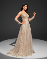 HKM-070483 Champagne Evening Gown for Women - Elegant Model EZ25063